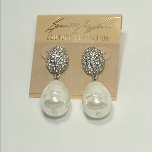 Kenneth Jay Lane Crystal embellished Pearl Drop Earrings